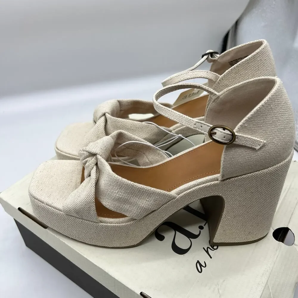 a.n.a Womens Holland Heeled Sandals Cream Natural Color Size 11M